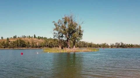 View from a lake with isle with trees in background Video stock 134977520