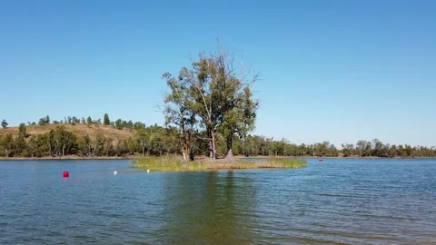 View from a lake with isle with trees in background Video stock 134977588