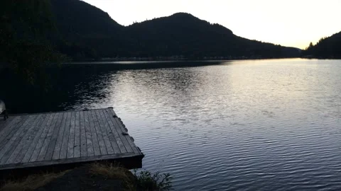 View of Lake from Jetty in Washington (State) at Sunset Stock Footage 147977305