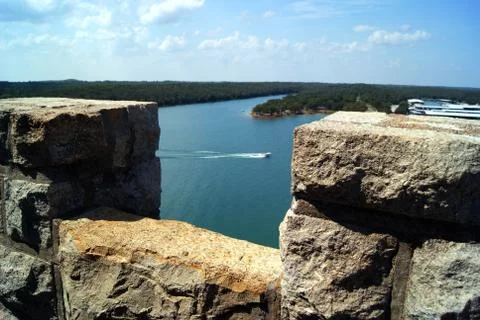 View of the lake looking from a tower Stock Photos
