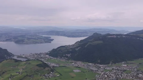 View of Lake Lucerne and the mountains near Stans, Switzerland. 스톡 동영상 343668567