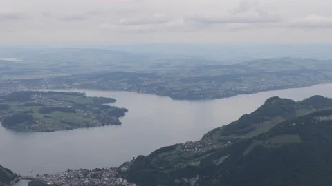 View of Lake Lucerne and Stans, Switzerland. Stock-Footage 343668875