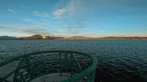 View of the lake Maggiore from the pier Stock Footage 236065748