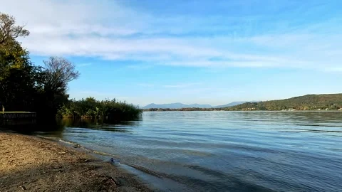 View of Lake Maggiore seen from the beach Stock Footage 319700461
