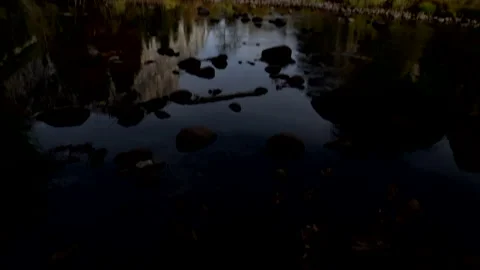 View of a lake with mountains in the background at the end of the day Stock Footage 223359999