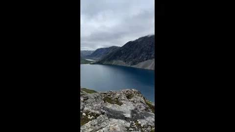 View of a lake in the mountains Stock Footage 337364590
