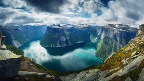 A View Of A Lake Nestled In The Mountains Stock Footage 242363977