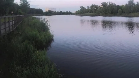 View of the lake in the park timelapse 動画素材 77283944