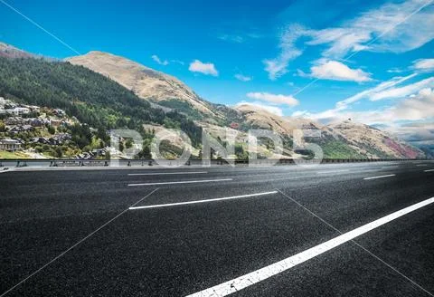 View of the lake with road Stock Photos