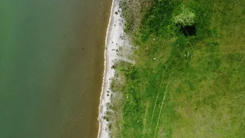 A view of the lake shore from a drone Stock Footage 274220288