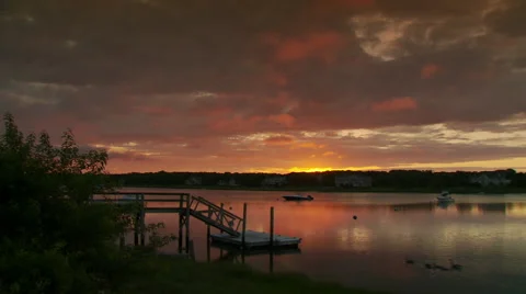 View of lake at sunset Stock Footage 57815358