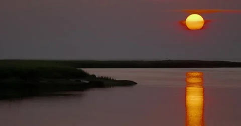 View of lake at sunset Stock Footage 61085355