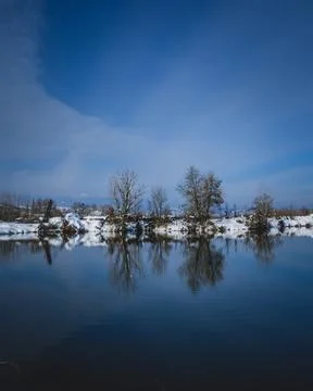 The view of the lake in winter Stock Photos