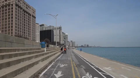View of Lakefront Trail in Chicago Video stock 147767805