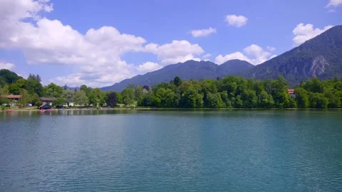 View of the lakeshore at Kochelsee Stock Footage 339559344