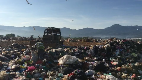 View of a landfill Stock Footage 127058676