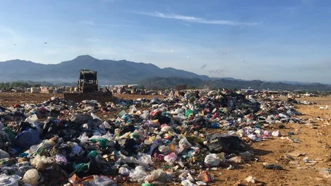 View of a landfill Stock Footage 127059325