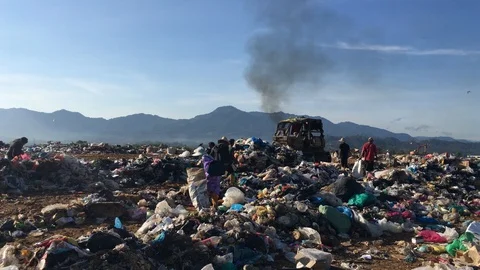 View of a landfill Stock Footage 127059490