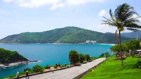 View of landmark phrom thep cape, at phuket, thailand. Stock Footage 112634111