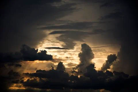 View landscape and cloudscape sky in dust at evening time at countryside nont Stock Photos