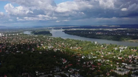 View of Landscape in Budapest from the sky Stock Footage 196876134