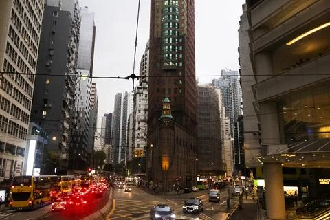 View landscape building skyscraper cityscape house of HongKong city and nig.. Stock Photos