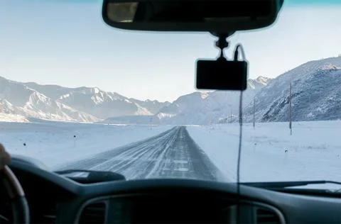 View of the landscape from the car Stock Photos