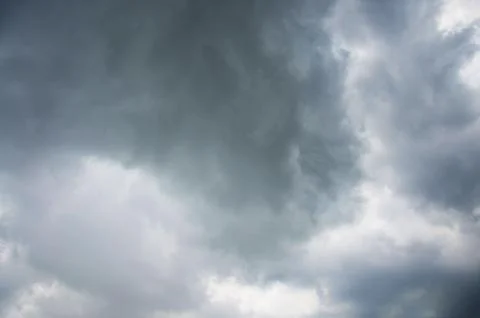 View landscape dark cloudscape of sky and beautiful storm raining clouds in d Stock Photos