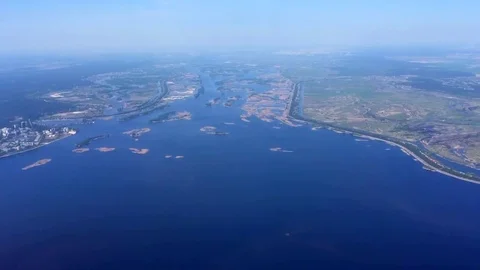View on landscape of fields and river from window of flying plane Video stock 75235610