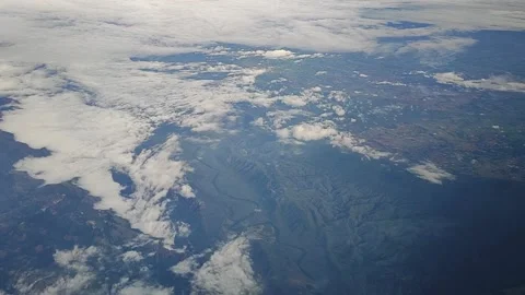 View of landscape, forest and river from airplane, Kerala, India, FullHD 1080p Stock Footage 138681737