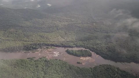View of landscape, forest and river from airplane, Kerala, India, FullHD 1080p Stock Footage 138685124