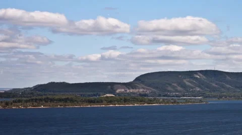 View of the landscape forest mountain and river Time-lapse photography Stock Footage 53430247