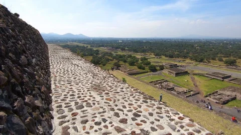 View of the landscape in the middle section of the pyramid of the sun Stock Footage 97999826