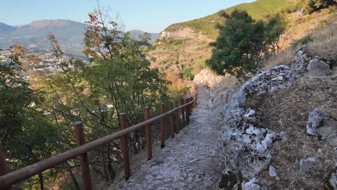 View of landscape from Petrela Castle 動画素材 342384854