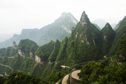 View landscape range mountain and road 99 curve turn for chinese people tra.. Stock Photos