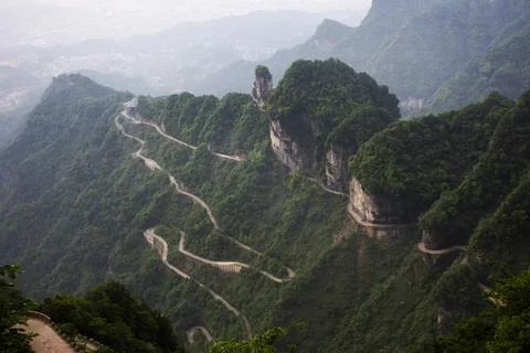 View landscape range mountain and road 99 curve turn for chinese people tra.. Stock Photos