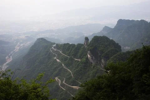View landscape range mountain and road 99 curve turn for chinese people tra.. Stock Photos