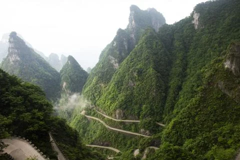 View landscape range mountain and road 99 curve turn for chinese people tra.. Stock Photos