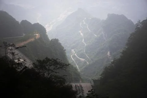 View landscape range mountain and road 99 curve turn for chinese people tra.. Stock Photos