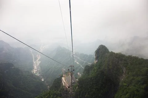 View landscape range mountain and cable car cableway for chinese people for.. Stock Photos