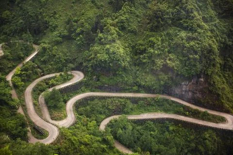 View landscape range mountain and road 99 curve turn for chinese people tra.. Stock Photos