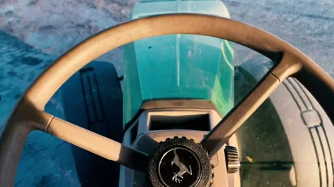 View of landscape from tractor cab Stock Footage 136600232