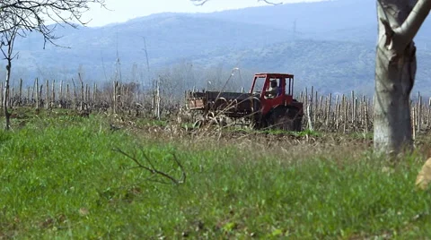 View of landscape with tractor Stock Footage 61715513