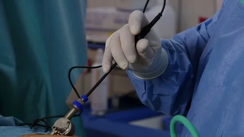 View of laparoscopic surgery of the abdomen, Full HD footage Stock-Footage 74148484