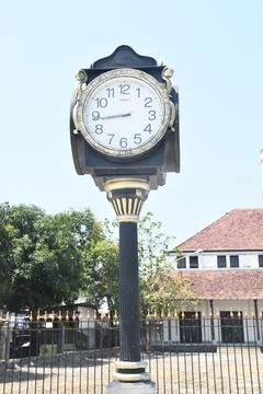 View of a large ancient clock, tegal city, indonesia Foto stock