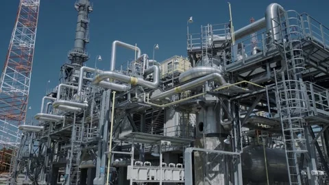 View of the large and complex plant equipment Stock Footage 139266744