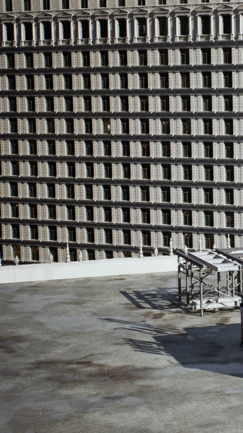 View of a large building wall with repeated windows at a construction site Stock Footage 341268222
