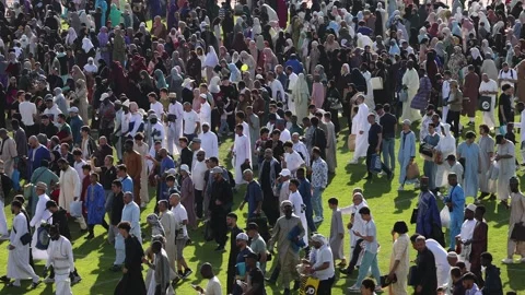 View of a large crowd gathered at Stade de l'Ill, France. Vídeo Stock 335760672