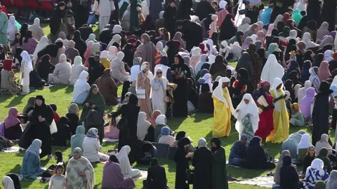 View of a large crowd gathered at Stade de l'Ill in Mulhouse, France. Stock Footage 335760949