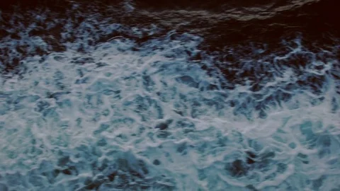 View From Large Ferry In The Sea. Ship Makes The Water Into Beautiful Waves Stock Footage 81099203